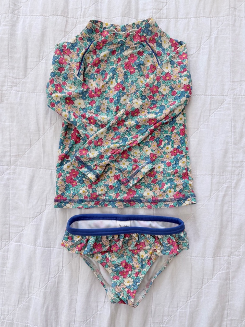 Mini Boden Girls Two-Piece Rash Guard Swim Set – Size 2-3Y (98cm)